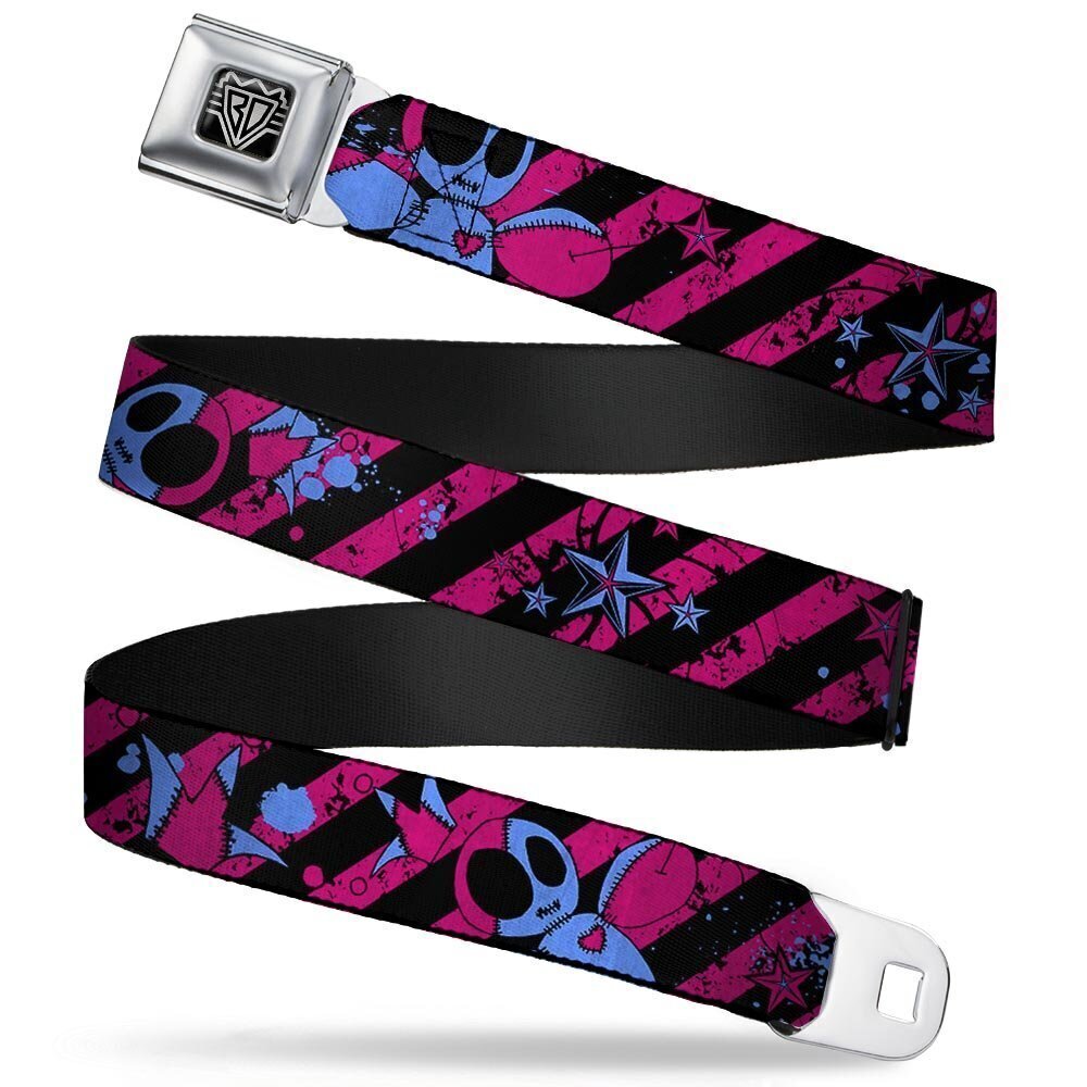 8747 Seatbelt Belt - Voodoo Black/Pink/Blue - 1.0" Wide - 20-36 Inches in
